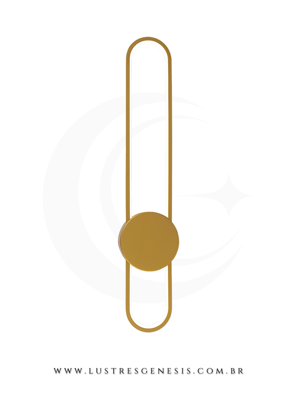 Arandela Led Silicone Metal Dourado QB05474 24W 3000K Bivolt 60x10cm, Espelho do Banheiro, Lavabo, Cabeceira, Living, Sala de Estar
